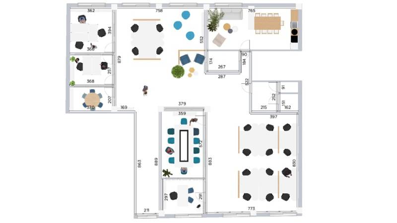 plan 2D bureaux professionnels paris 75 open space 