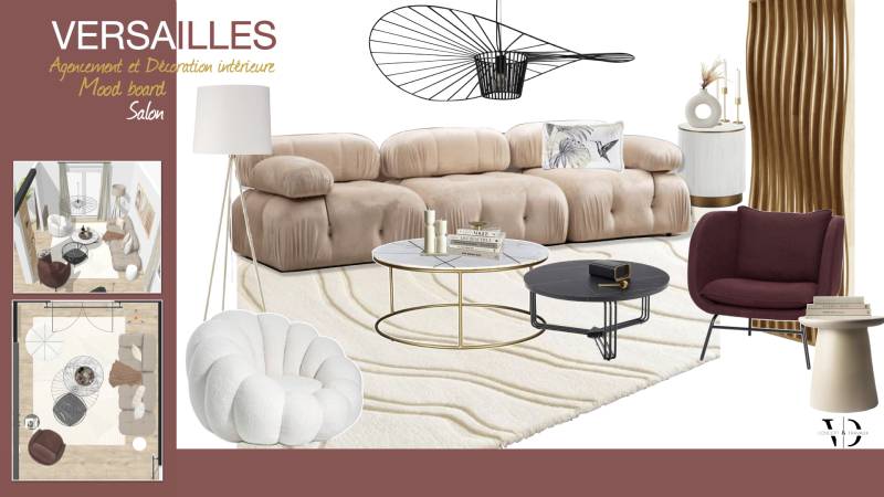 proposition aménagement et décoration salon maison versailles