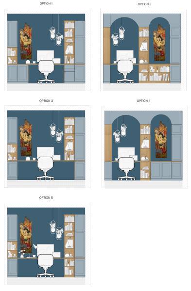 Architecte d’intérieur Paris 16 : vues 2D coin bureau chambre dans duplex loft atelier moderne