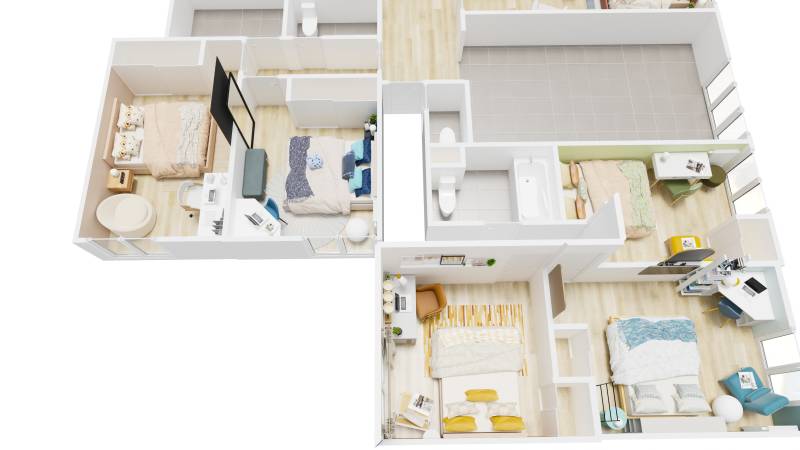 decoration interieure de chambres étudiantes dans un appartement Paris16 75016